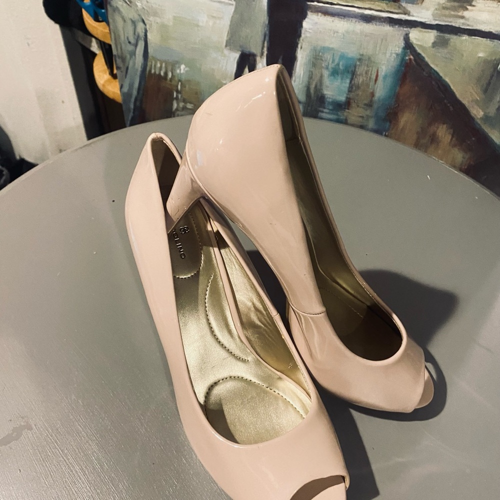 Elegant Nude Peep-Toe Heels
